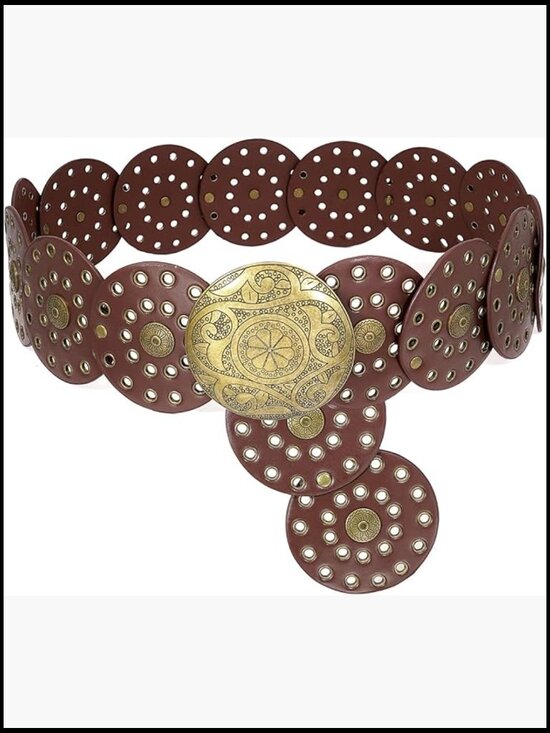 Wide Disc Belt - Faux Leather Western Waist Belt for Women main image 4